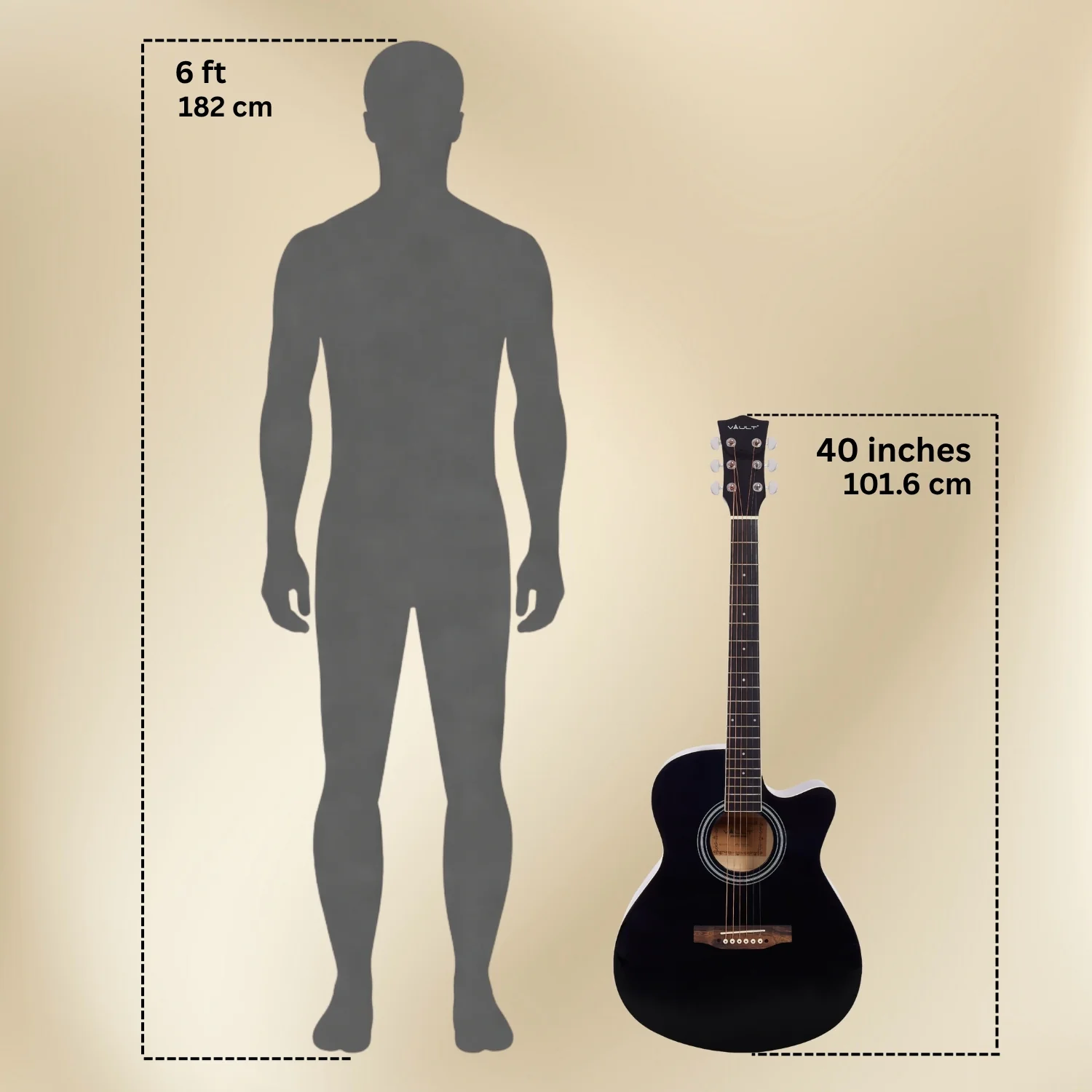 Vault EA20 Guitar Kit with Learn to Play Ebook, Bag, Strings, Straps, Picks, String winder & Polishing Cloth - 40 inch Cutaway Acoustic Guitar - Image 22