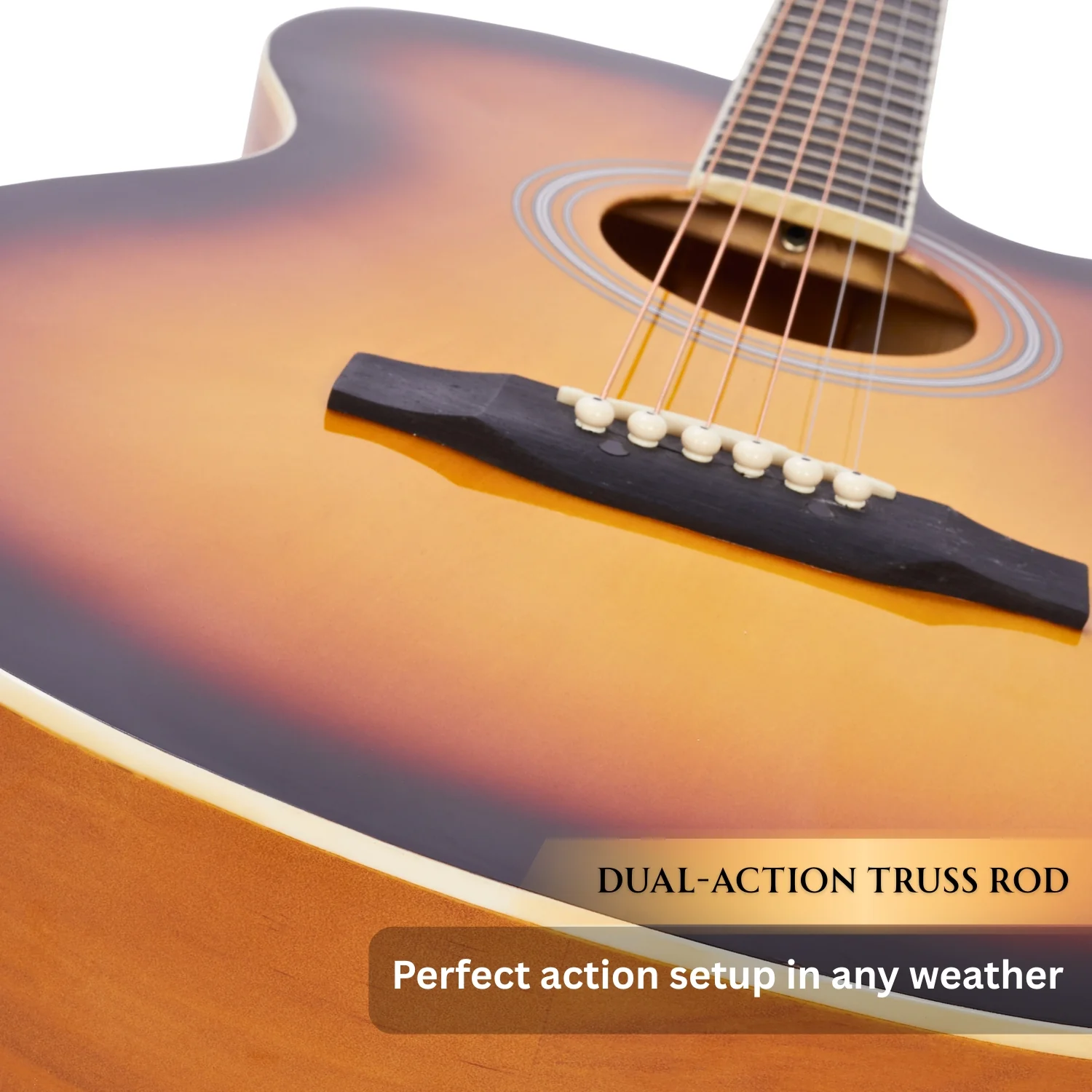 Vault EA20 Guitar Kit with Learn to Play Ebook, Bag, Strings, Straps, Picks, String winder & Polishing Cloth - 40 inch Cutaway Acoustic Guitar - Image 28