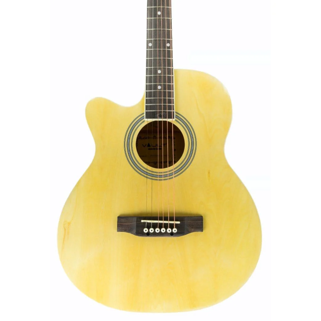Vault EA20 Guitar Kit with Learn to Play Ebook, Bag, Strings, Straps, Picks, String winder & Polishing Cloth - 40 inch Cutaway Acoustic Guitar - Image 35