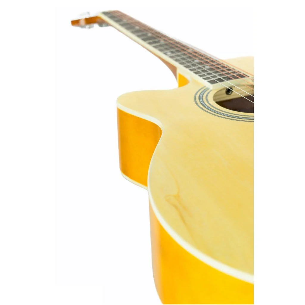 Vault EA20 Guitar Kit with Learn to Play Ebook, Bag, Strings, Straps, Picks, String winder & Polishing Cloth - 40 inch Cutaway Acoustic Guitar - Image 38