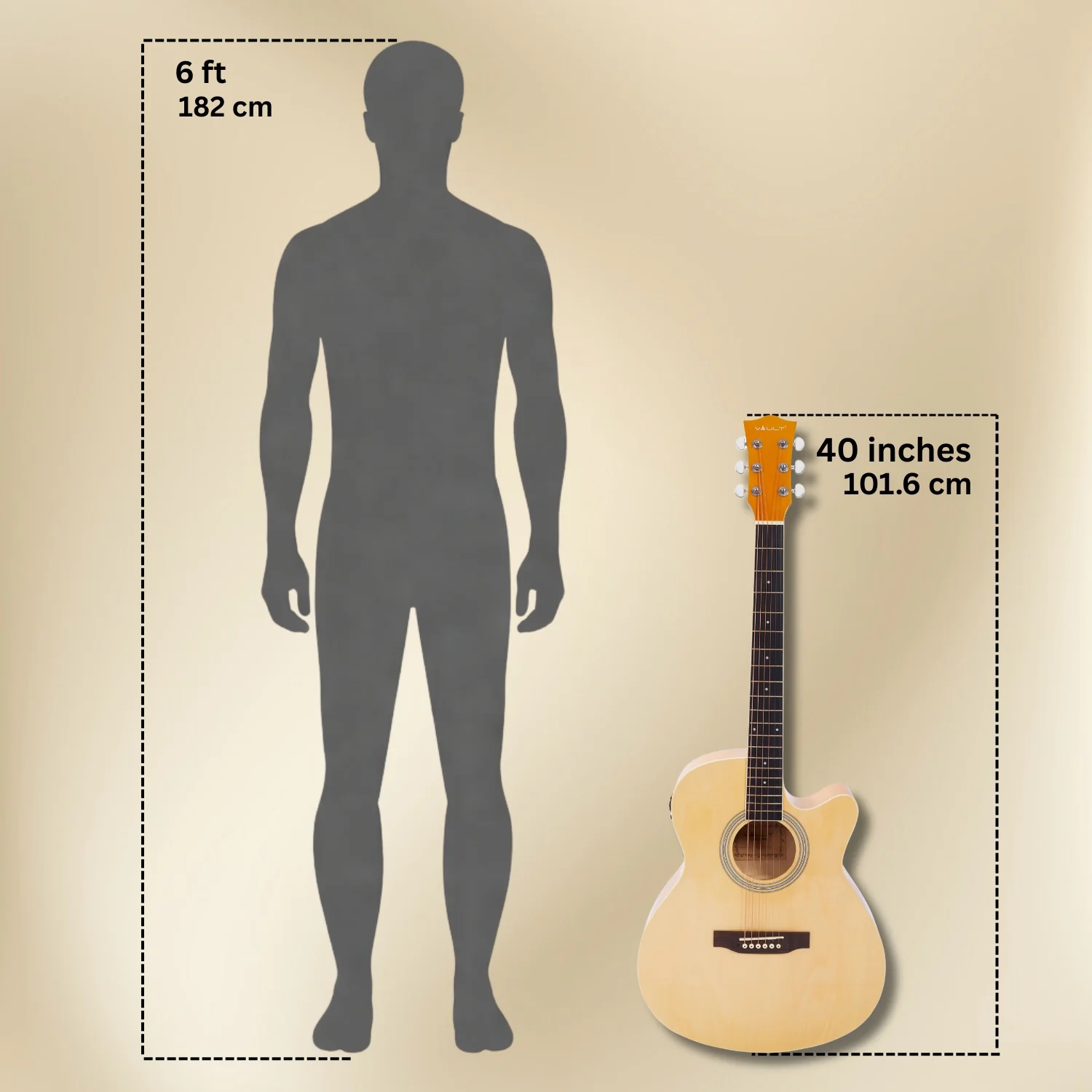 Vault EA20 Guitar Kit with Learn to Play Ebook, Bag, Strings, Straps, Picks, String winder & Polishing Cloth - 40 inch Cutaway Acoustic Guitar - Image 60