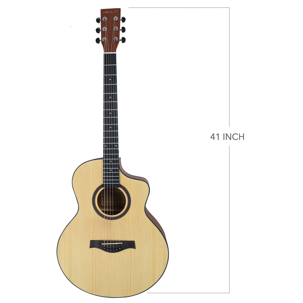 Vault EA40 41 inch Premium Solid Spruce-Top Cutaway Acoustic Guitar - Image 16
