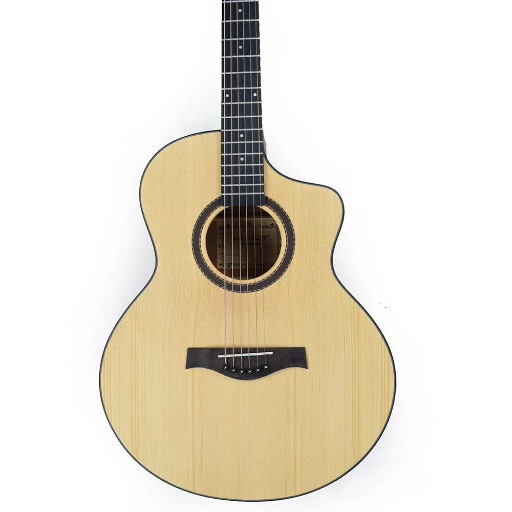 Vault EA40 41 inch Premium Solid Spruce-Top Cutaway Acoustic Guitar - Image 6