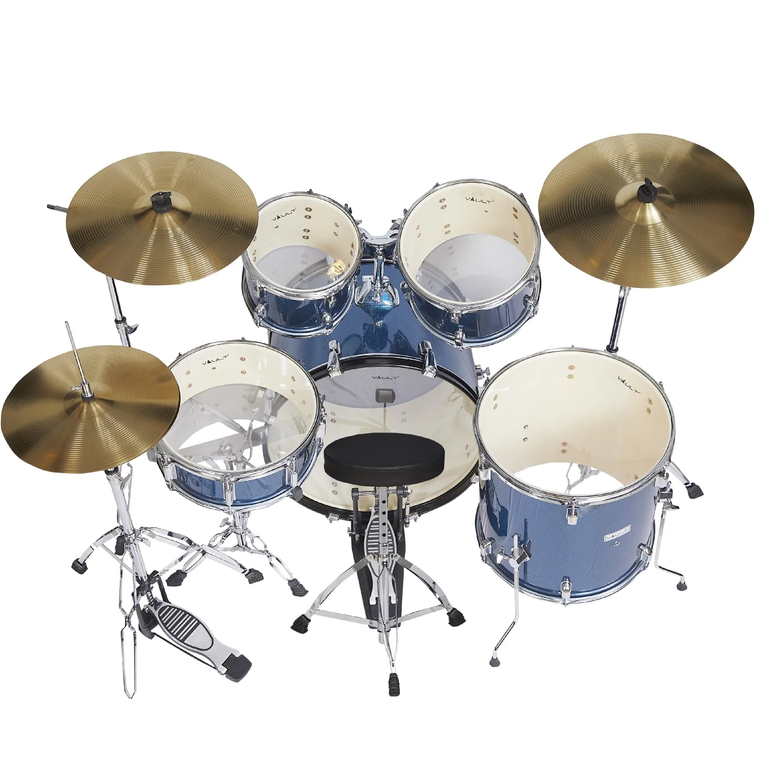 Vault Groover 22" 5-Piece Acoustic Drum Kit with Hardware, Cymbals & Throne - Image 12