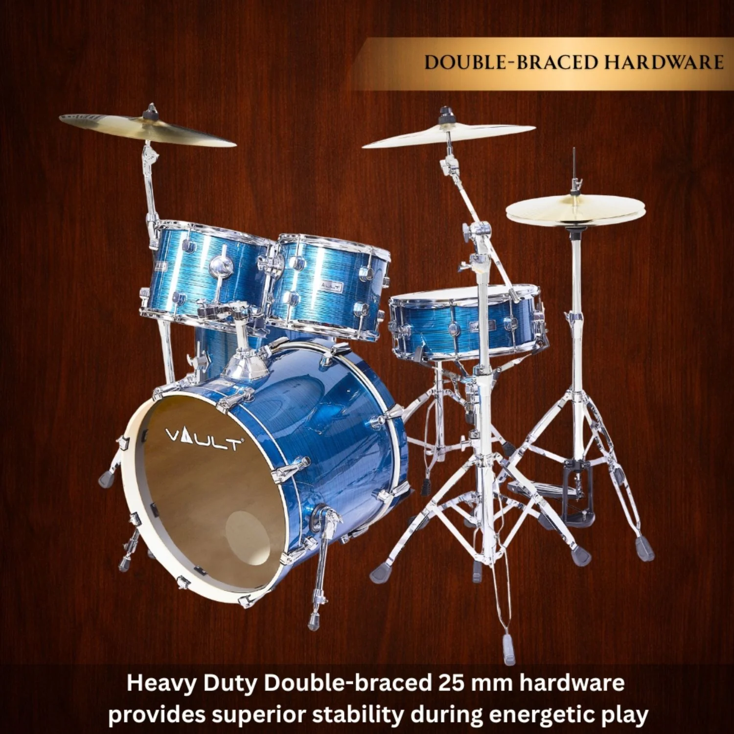 Vault Groover Plus 5-Piece Acoustic Drum Kit with Hardware, Cymbals & Throne - Image 21