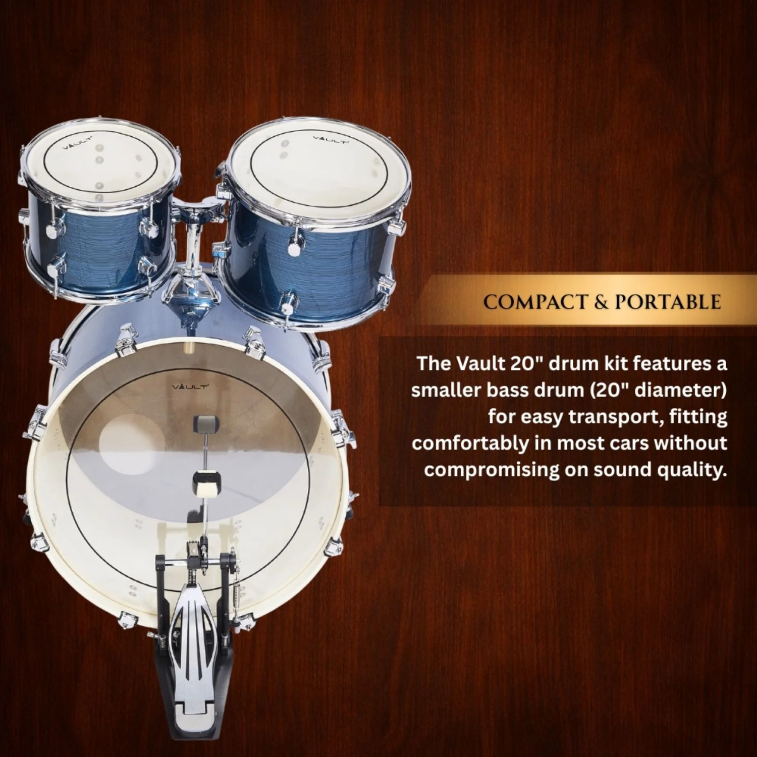 Vault Groover Plus 5-Piece Acoustic Drum Kit with Hardware, Cymbals & Throne - Image 34