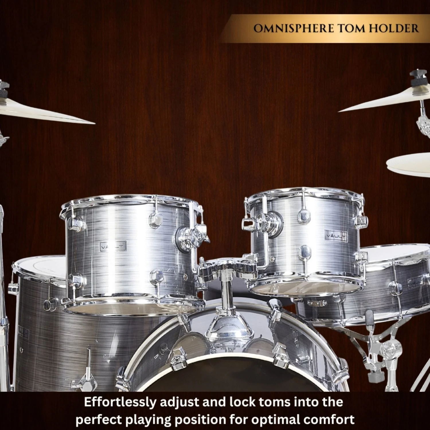 Vault Groover Plus 5-Piece Acoustic Drum Kit with Hardware, Cymbals & Throne - Image 61