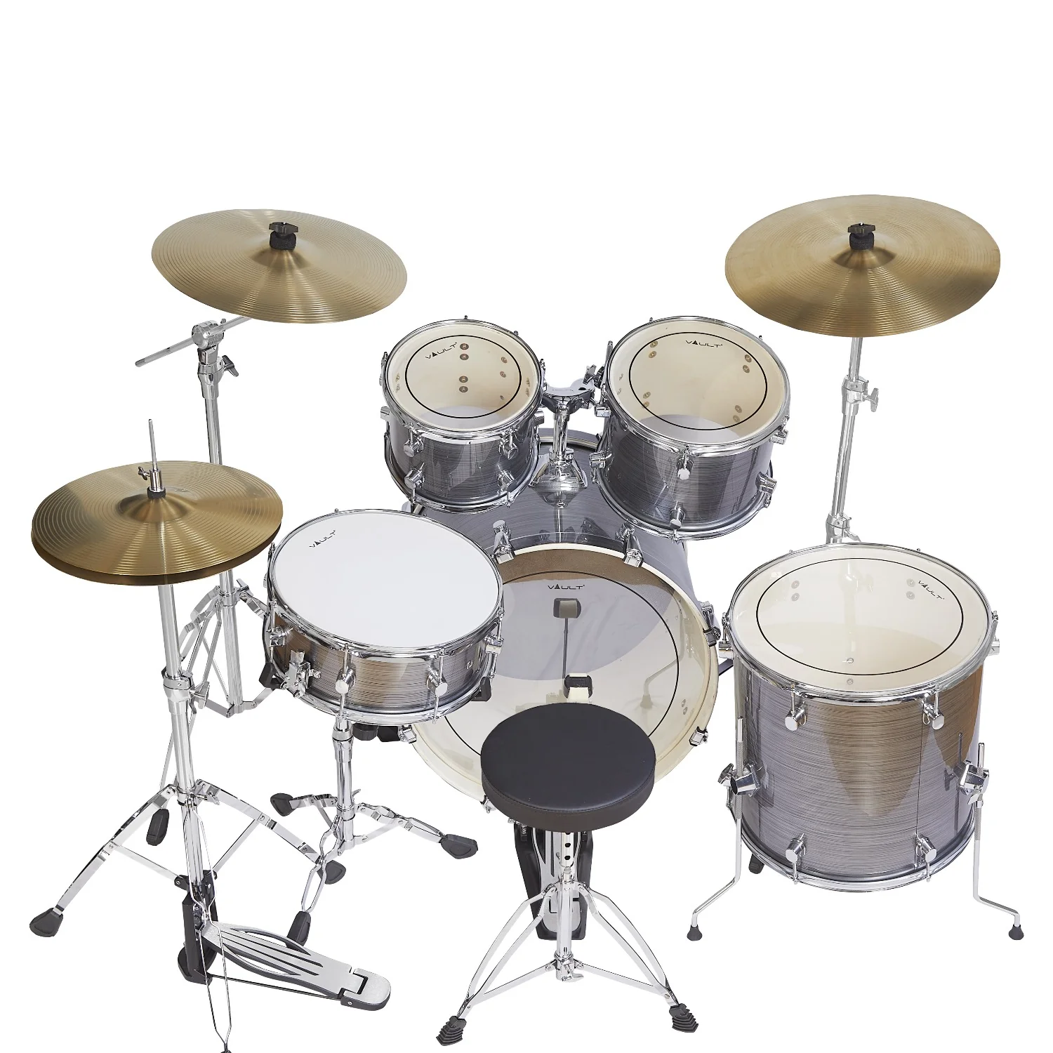 Vault Groover Plus 5-Piece Acoustic Drum Kit with Hardware, Cymbals & Throne - Image 68