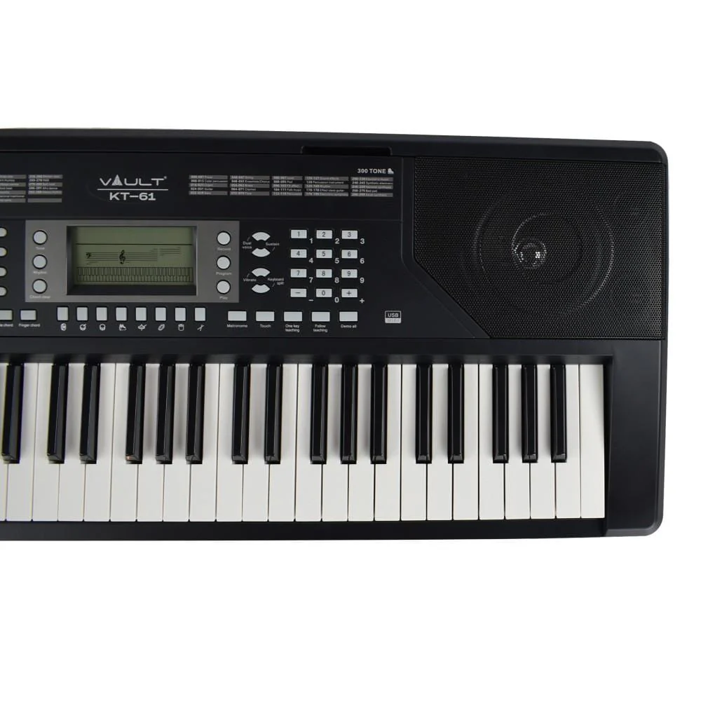Vault KT-61 Keytone Touch Sensitive 61-Key Keyboard - Black - Open Box - Image 4