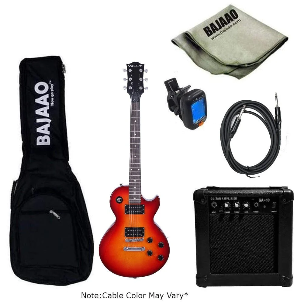 Vault LP1 Les Paul Style Electric Guitar with Gigbag, Amplifier, Tuner, Cable, Polishing Cloth & Ebook - Image 10
