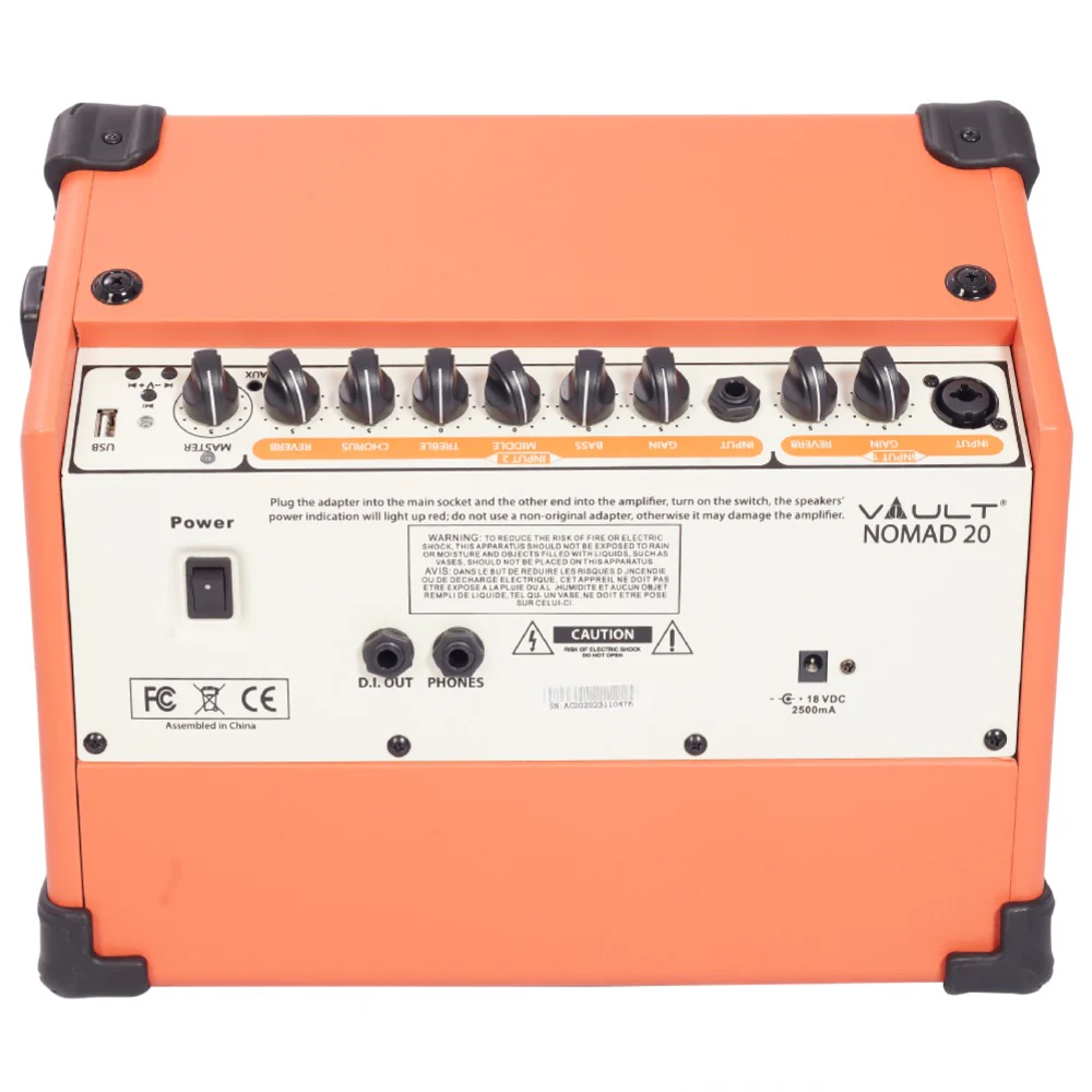 Vault Nomad 20 Twenty Watt Acoustic Guitar Two Channel Amplifier with Independent Chorus and Reverb Effects - Open Box - Image 4