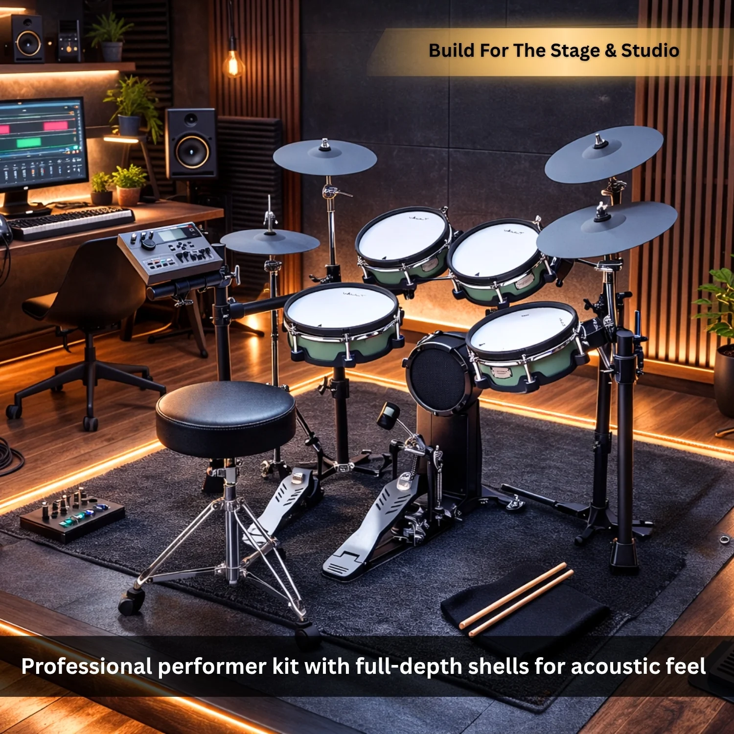 Vault Performer Electronic Drum Kit with Full-Size Mesh Pads, Triple Zone Cymbals and Advanced Module with 900+ Sounds - Image 3