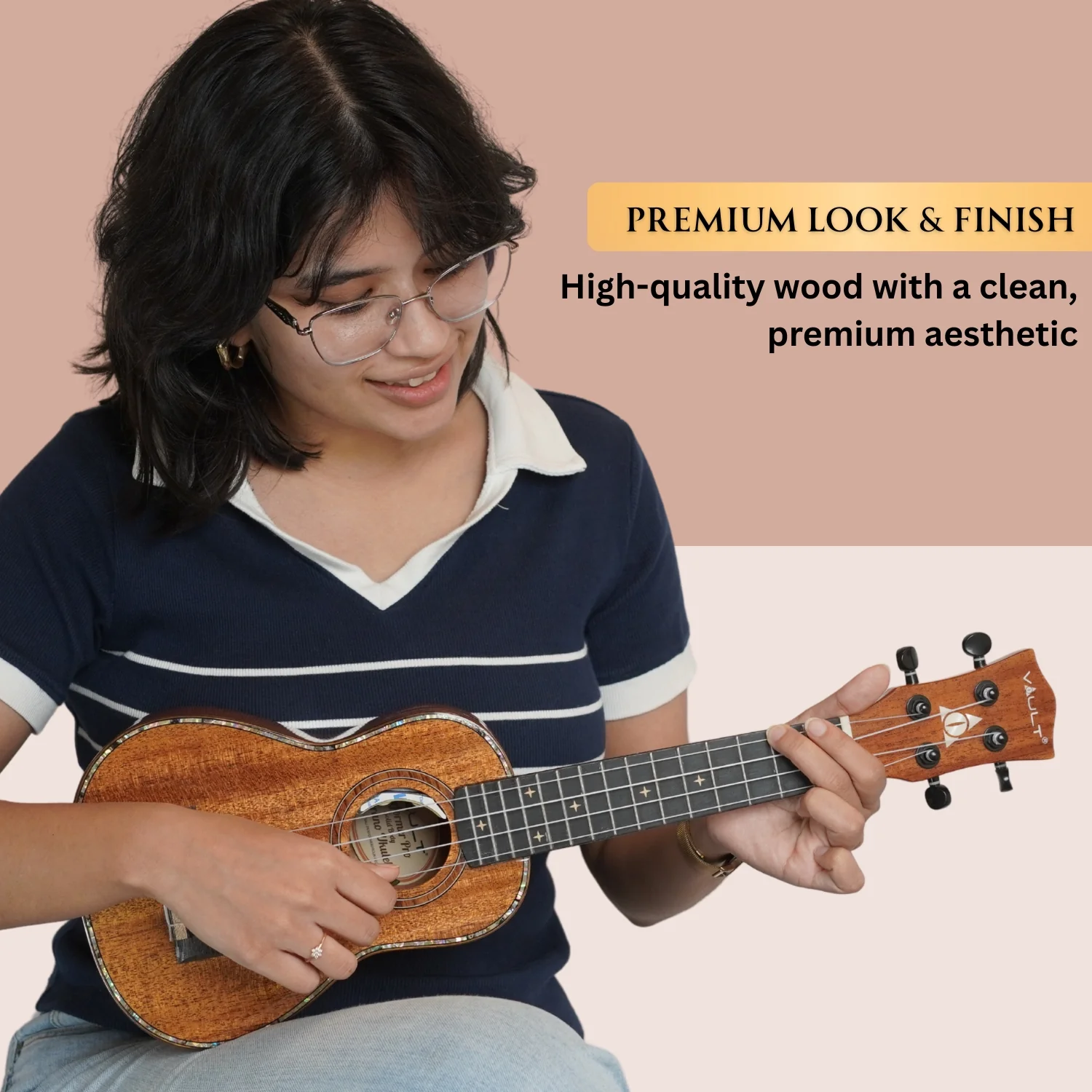 Vault Performer Pro 21" All Solid Mahogany Premium Soprano Ukulele with Gigbag - Image 5