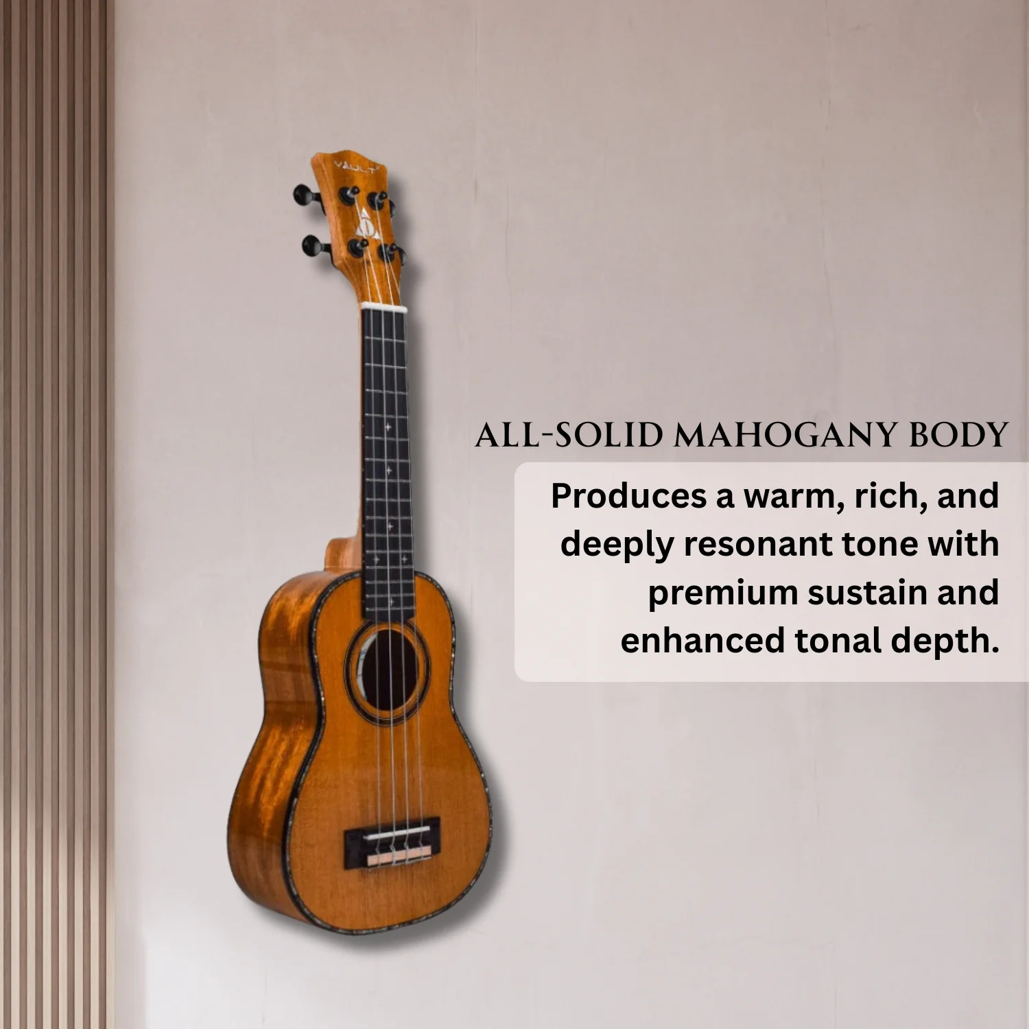 Vault Performer Pro 21" All Solid Mahogany Premium Soprano Ukulele with Gigbag - Image 7