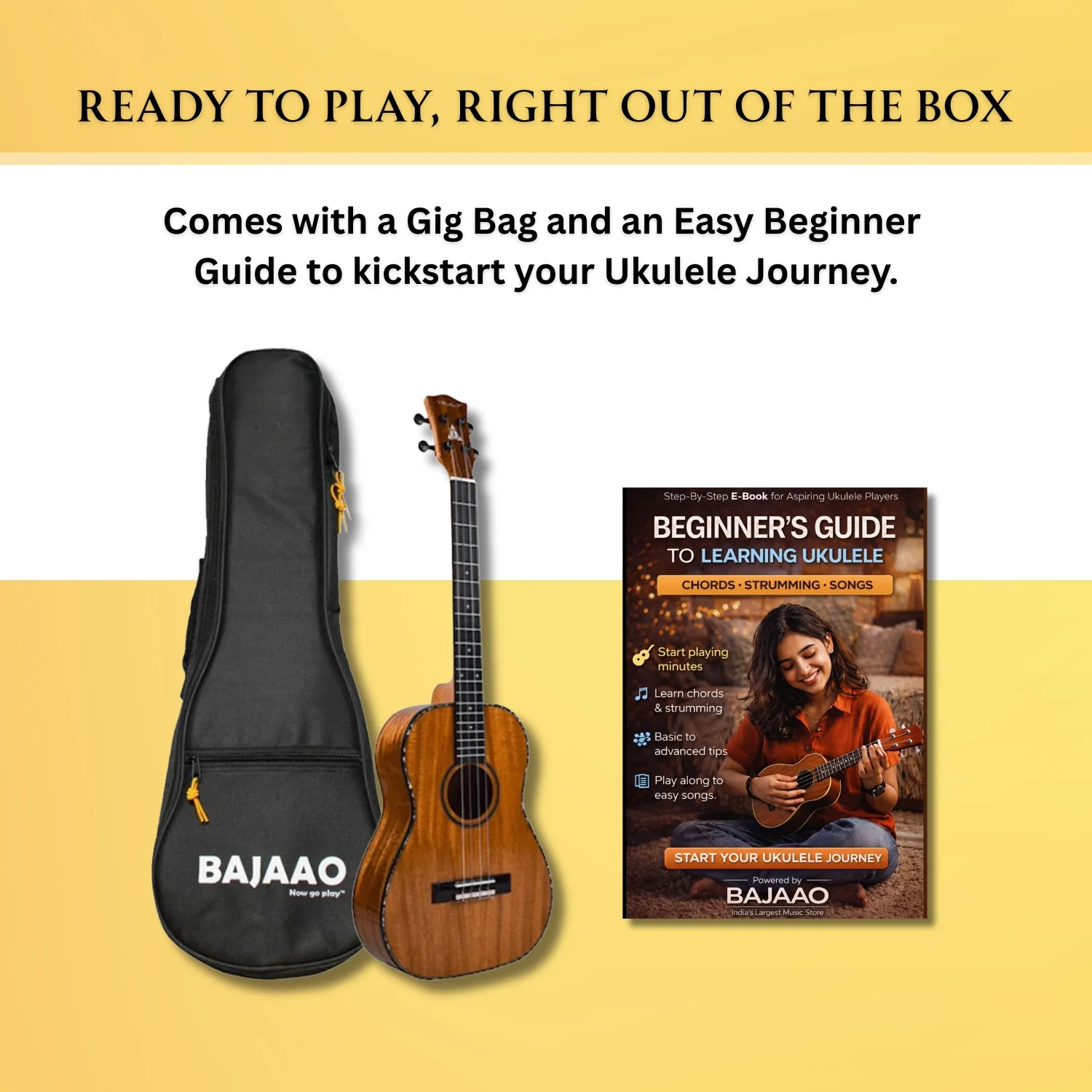 Vault Performer Pro 30" All Solid Mahogany Premium Baritone Ukulele with Gigbag - Image 11