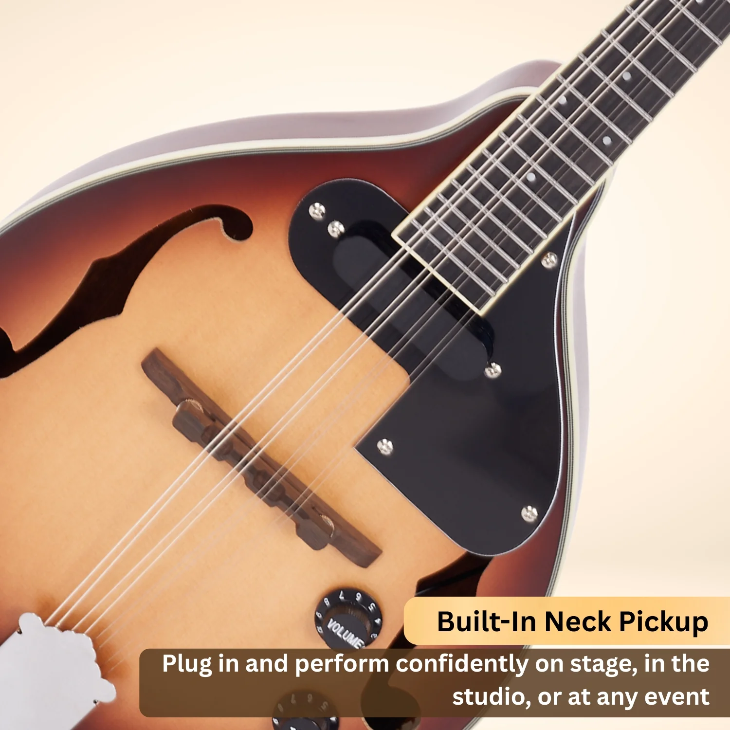 Vault Sajni A-Style Solid Spruce Top Electro-Acoustic Mandolin – Tobacco Sunburst, with EQ & Bag - Image 5
