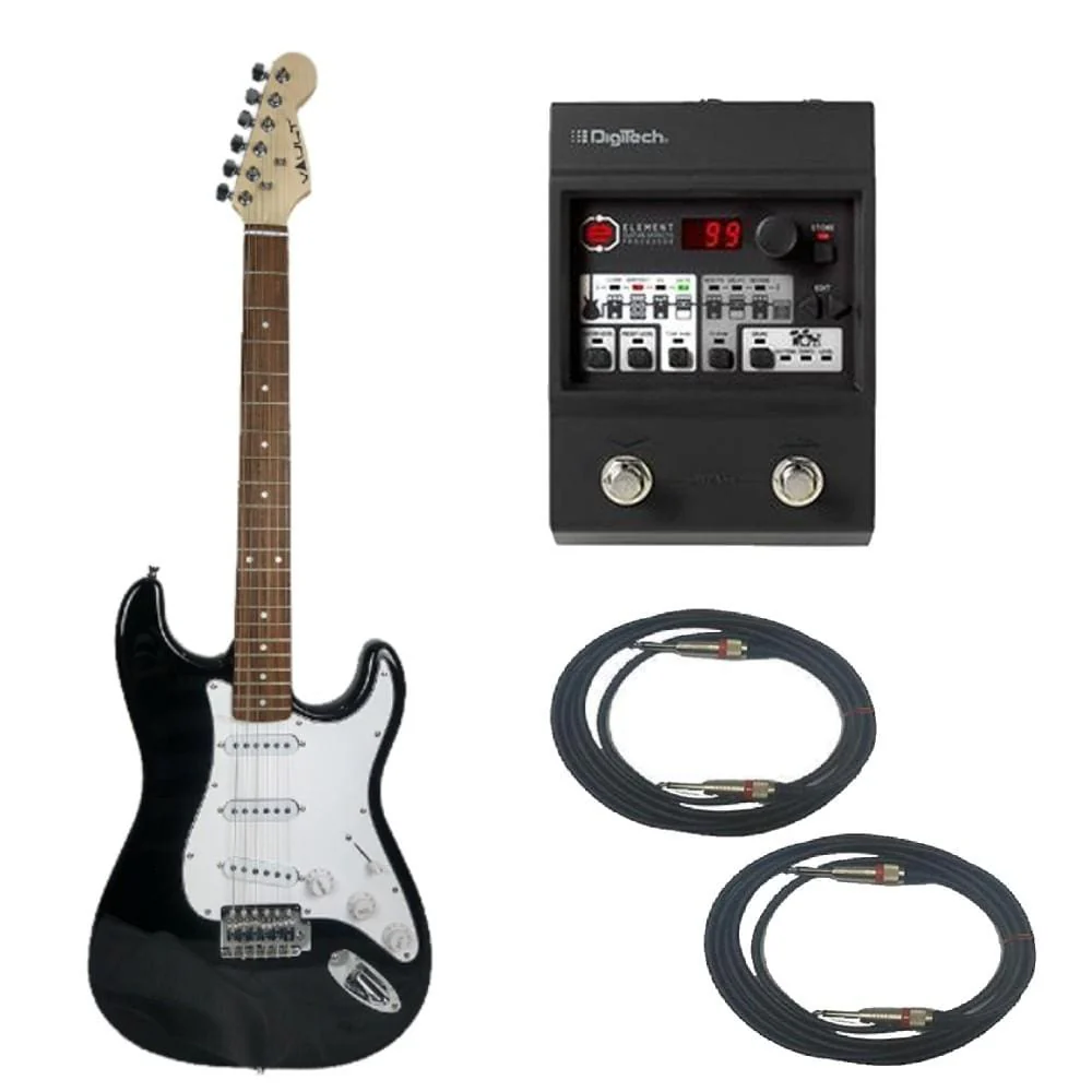 Vault ST1RW Electric Guitar Digitech Element Guitar Processor Bundle