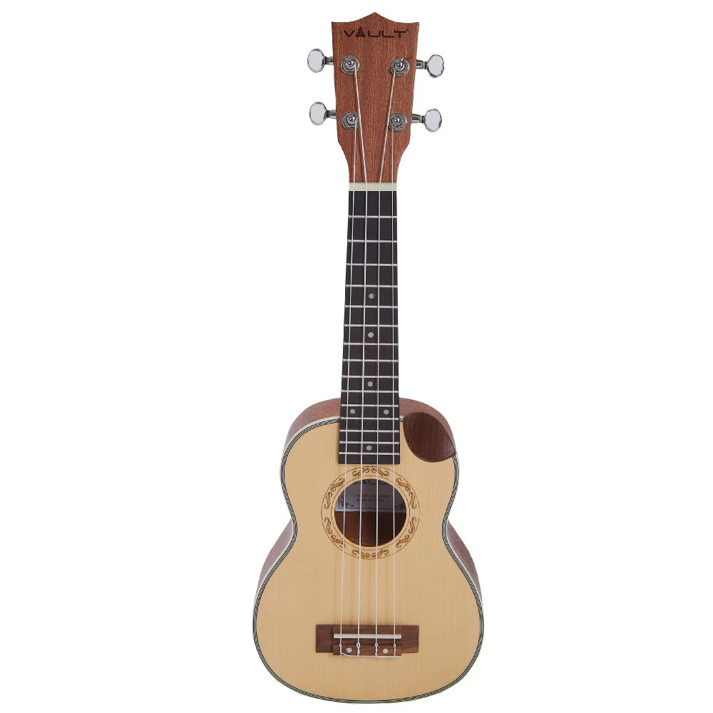 Vault UK-1000SC 21-Inch Solid Spruce Top Premium Semi Cutaway Soprano Ukulele - Open Box