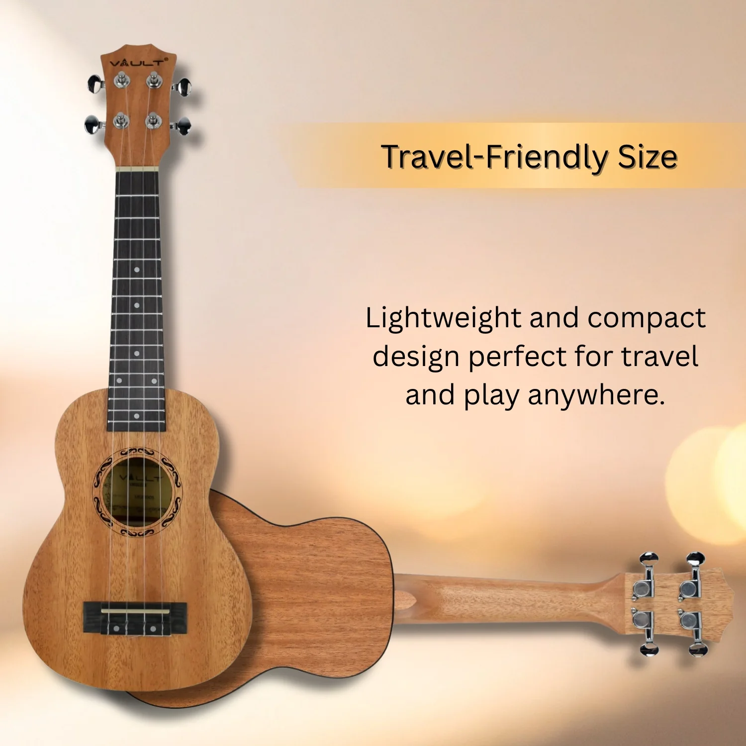 Vault UK-2000S 21-Inch Solid Mahogany Top Premium Soprano Ukulele With Gigbag - Image 6