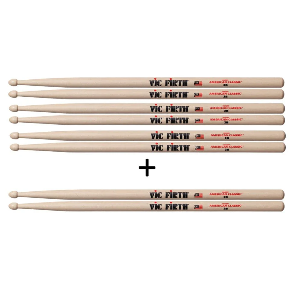 Vic Firth P2B.3-2B.1 Value Pack Drum Stick - 2B