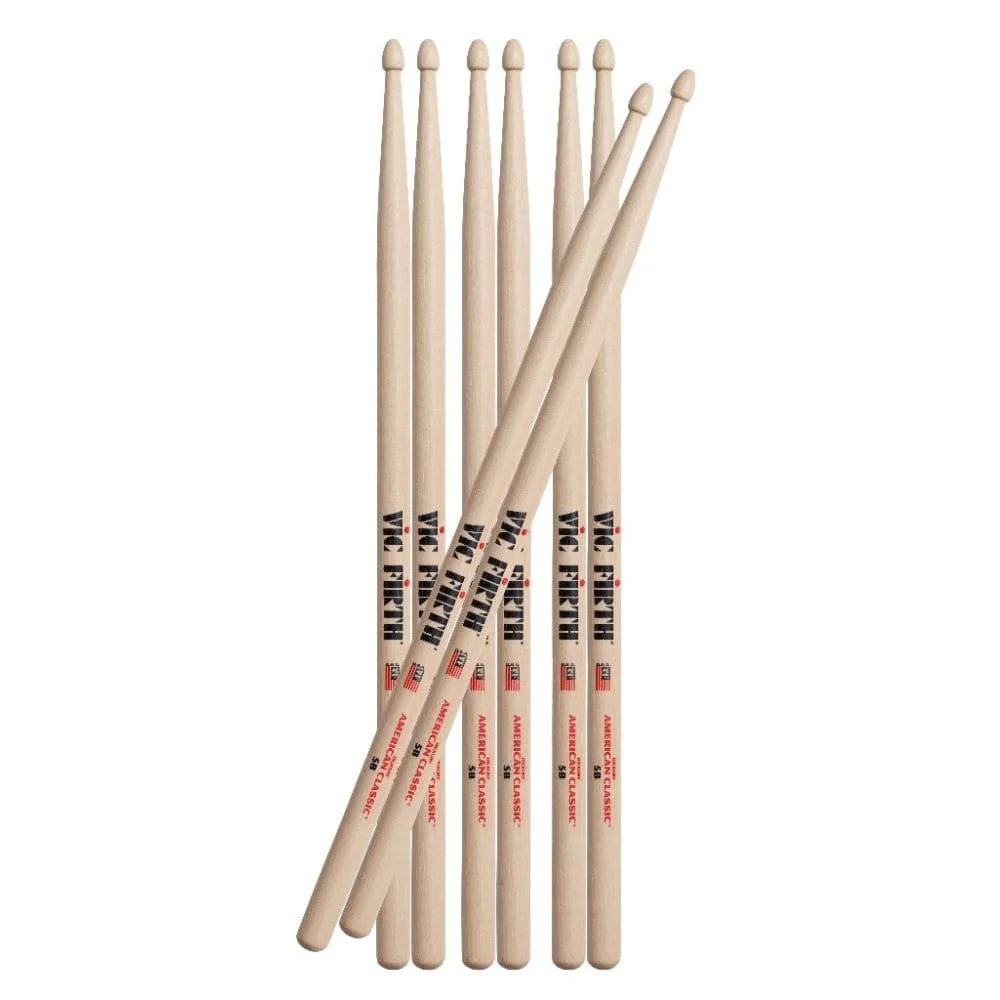 Vic Firth P5B.3-5B.1" Wooden Drum sticks (Pack of 4) - 5B - Image 2