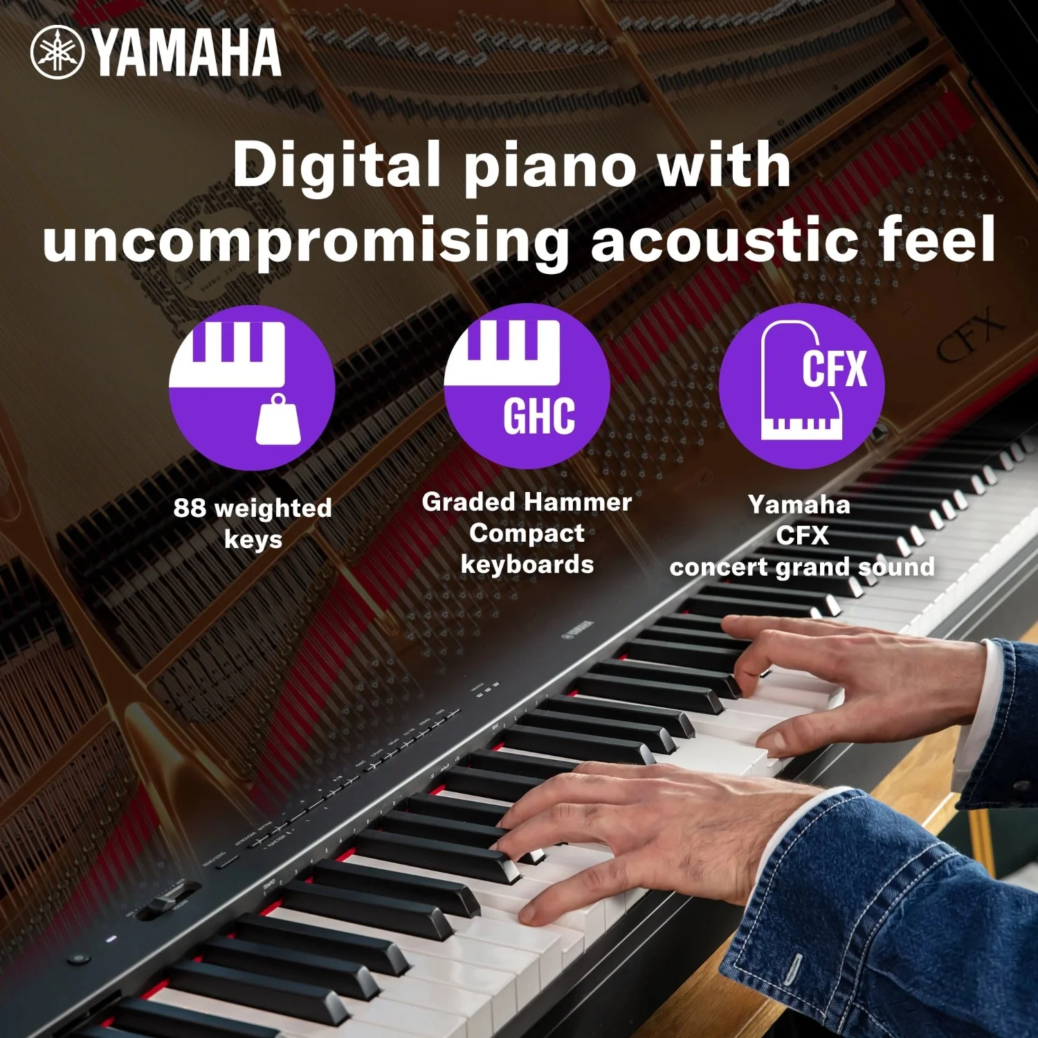 Yamaha P-225 88-Key Weighted Action Portable Digital Piano with Adaptor - Image 2